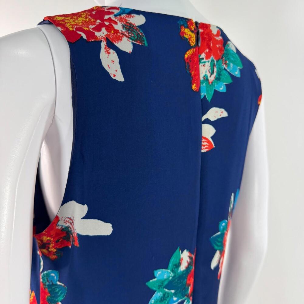 Love…ady Blue Red Floral Print Sleeveless A Line Mini Dress Women’s Size Medium - Picture 11 of 12